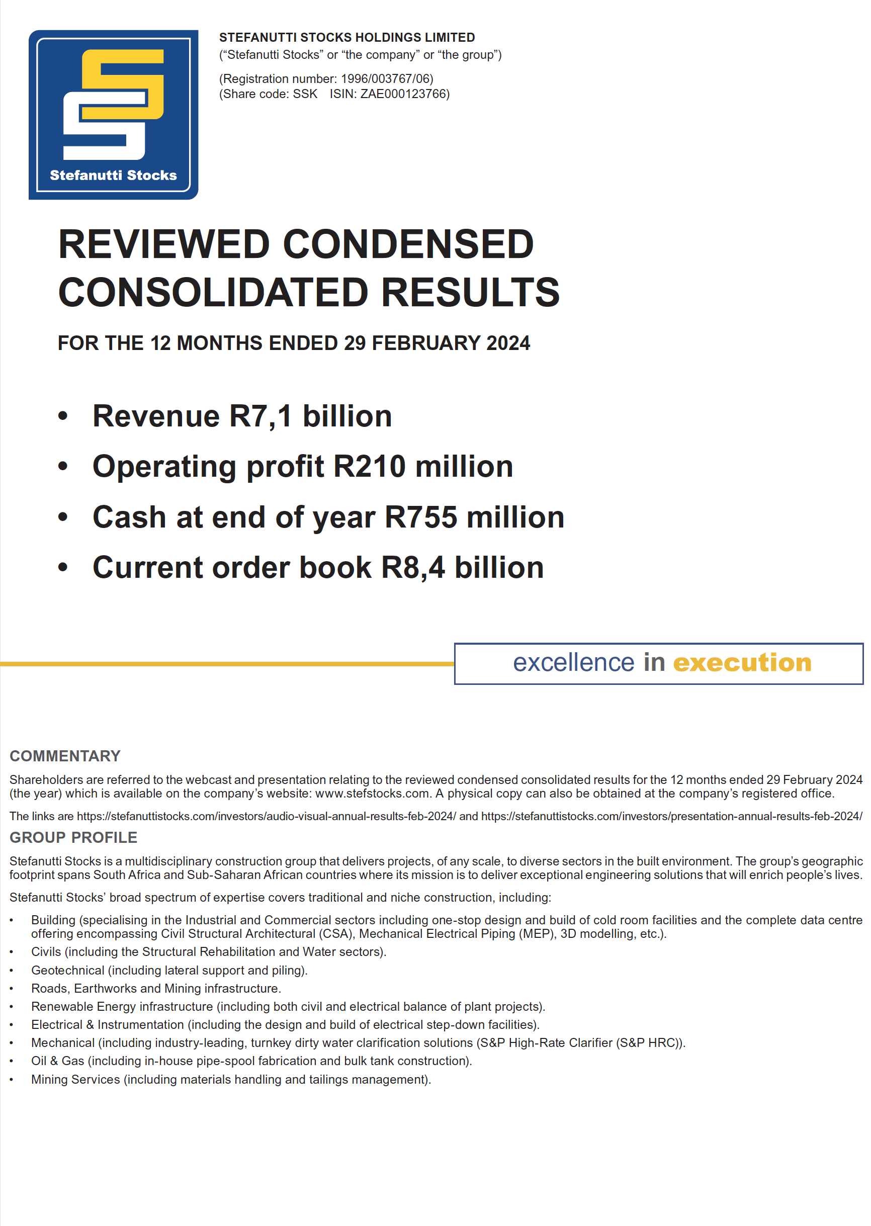 Reviewed Condensed Consolidated Results – Feb 2024